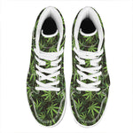 Cannabis Leaves Pattern Print High Top Leather Sneakers