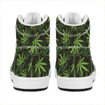 Cannabis Leaves Pattern Print High Top Leather Sneakers