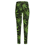 Cannabis Leaves Pattern Print High-Waisted Pocket Leggings