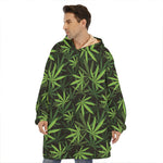 Cannabis Leaves Pattern Print Hoodie Blanket