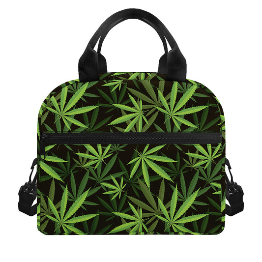 Cannabis Leaves Pattern Print Insulated Lunch Bag