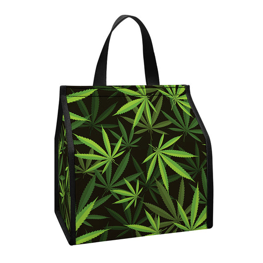 Cannabis Leaves Pattern Print Insulated Lunch Tote