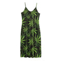 Cannabis Leaves Pattern Print Jersey Midi Cami Dress