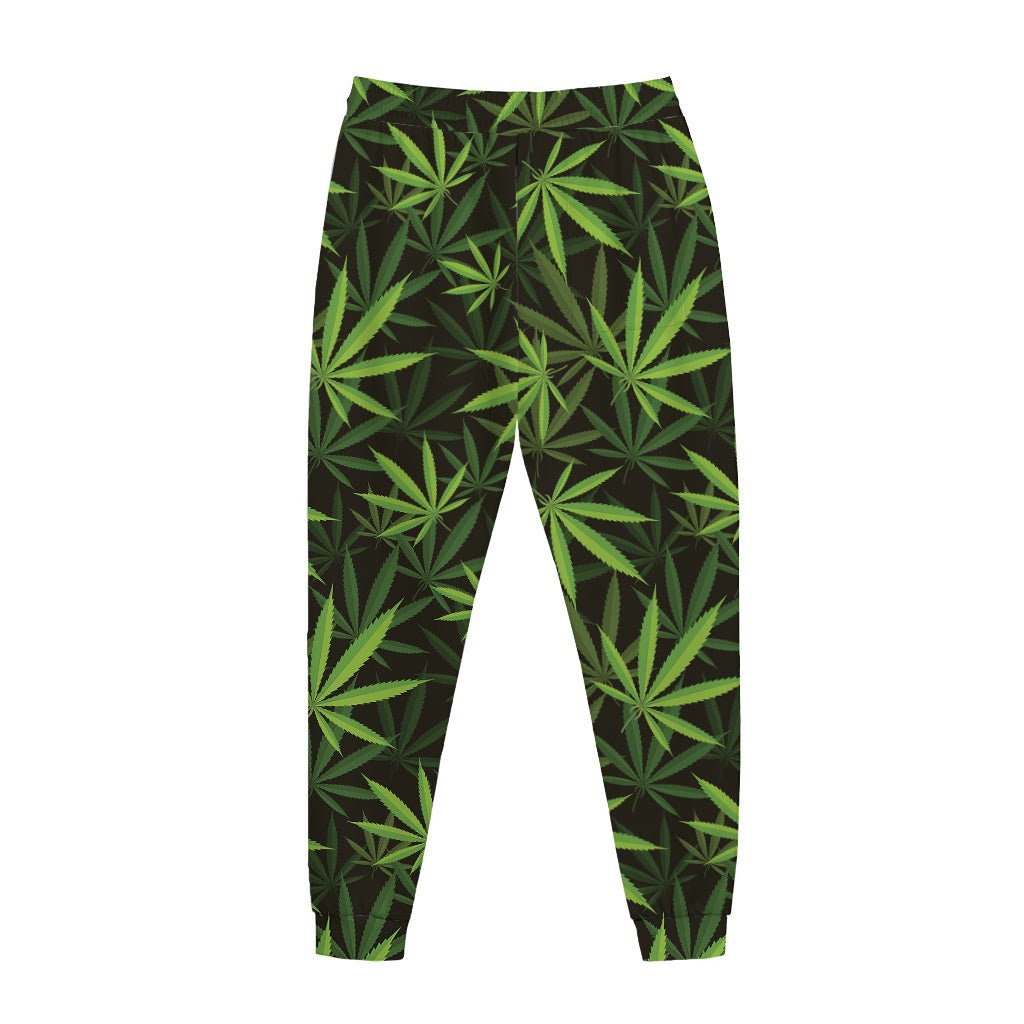 Cannabis Leaves Pattern Print Jogger Pants