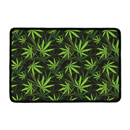 Cannabis Leaves Pattern Print Kitchen Mat