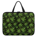 Cannabis Leaves Pattern Print Laptop Sleeve With Handle