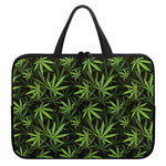 Cannabis Leaves Pattern Print Laptop Sleeve With Handle