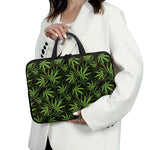 Cannabis Leaves Pattern Print Laptop Sleeve With Handle