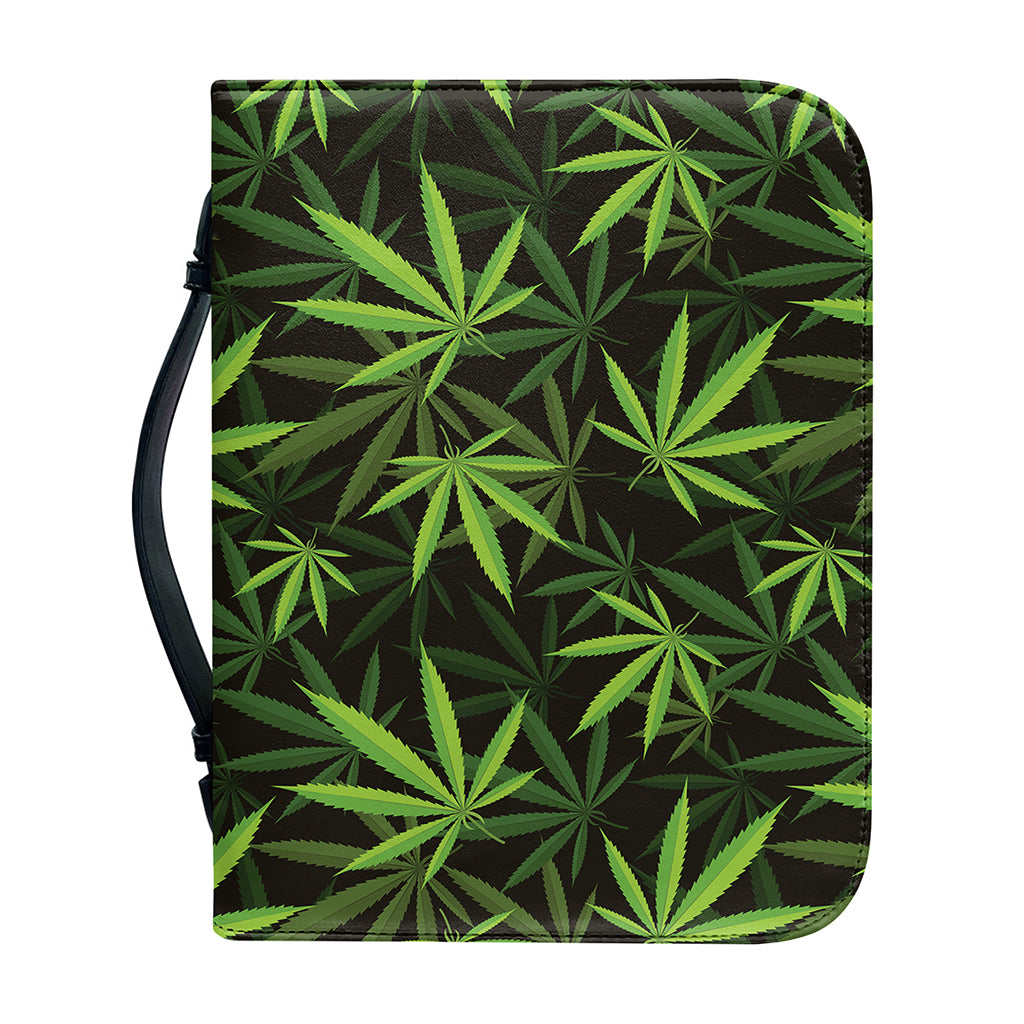 Cannabis Leaves Pattern Print Leather Bible Cover