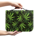 Cannabis Leaves Pattern Print Leather Bible Cover