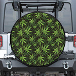 Cannabis Leaves Pattern Print Leather Spare Tire Cover