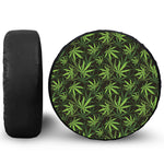 Cannabis Leaves Pattern Print Leather Spare Tire Cover