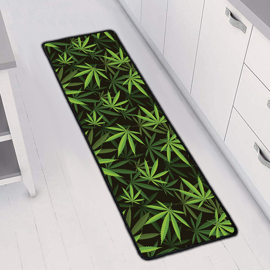 Cannabis Leaves Pattern Print Long Kitchen Mat