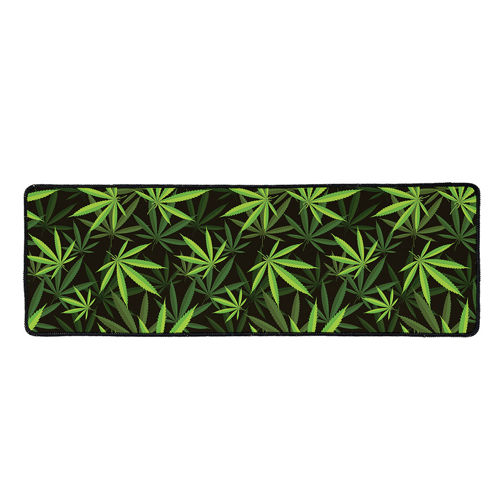 Cannabis Leaves Pattern Print Long Kitchen Mat
