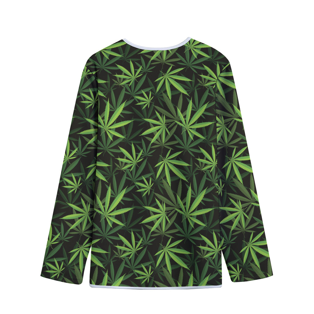 Cannabis Leaves Pattern Print Long Sleeve Short Coat