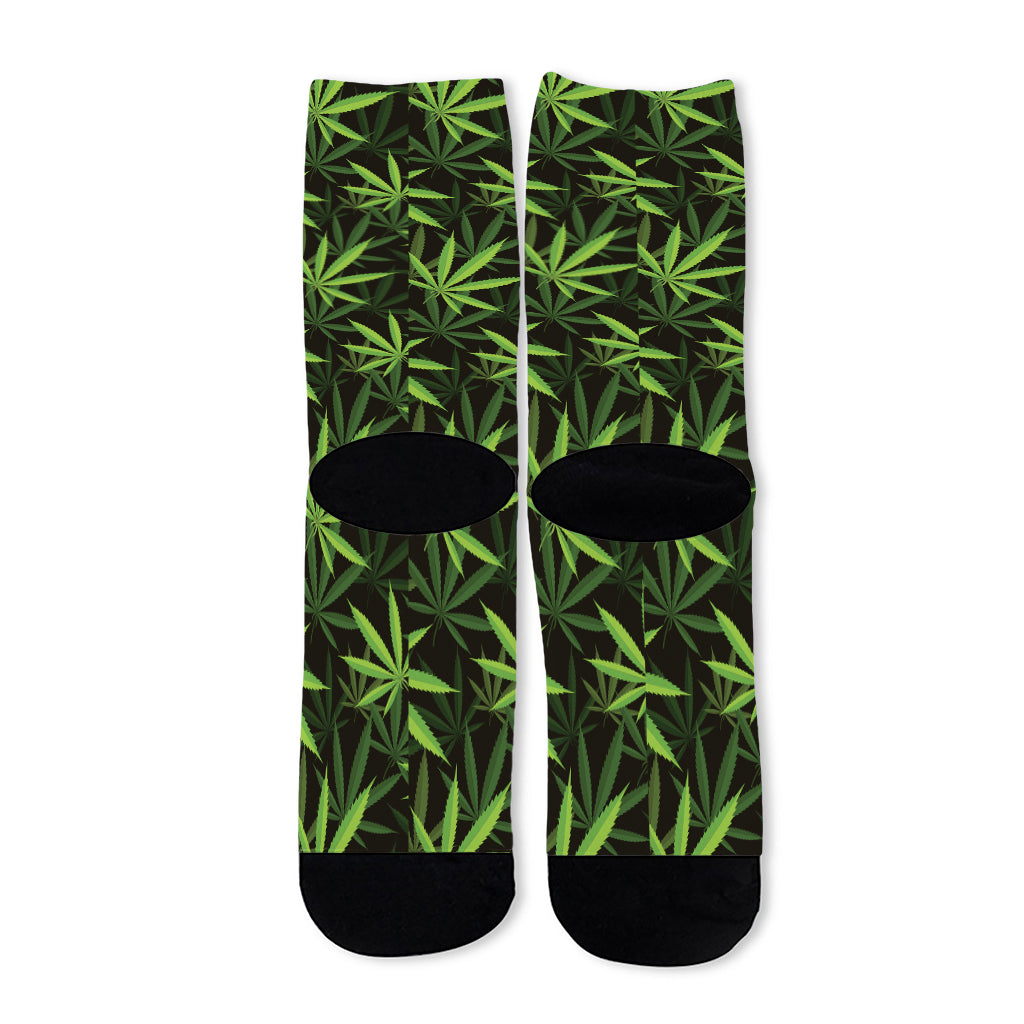 Cannabis Leaves Pattern Print Long Socks