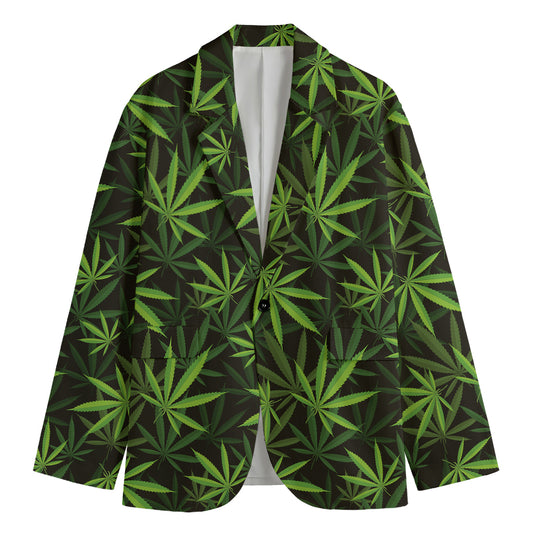 Cannabis Leaves Pattern Print Men's Blazer