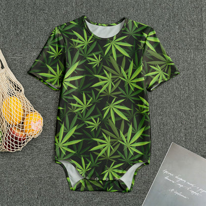Cannabis Leaves Pattern Print Men's Bodysuit