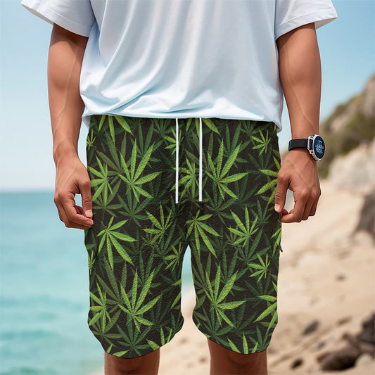 Cannabis Leaves Pattern Print Men's Cargo Shorts