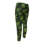 Cannabis Leaves Pattern Print Men's Compression Pants