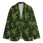 Cannabis Leaves Pattern Print Men's Cotton Blazer