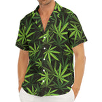 Cannabis Leaves Pattern Print Men's Deep V-Neck Shirt
