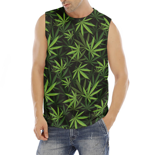 Cannabis Leaves Pattern Print Men's Fitness Tank Top