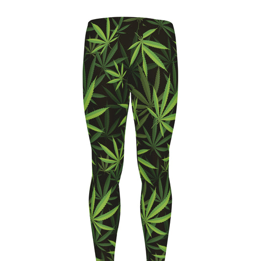 Cannabis Leaves Pattern Print Men's leggings
