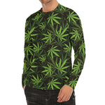 Cannabis Leaves Pattern Print Men's Long Sleeve Rash Guard