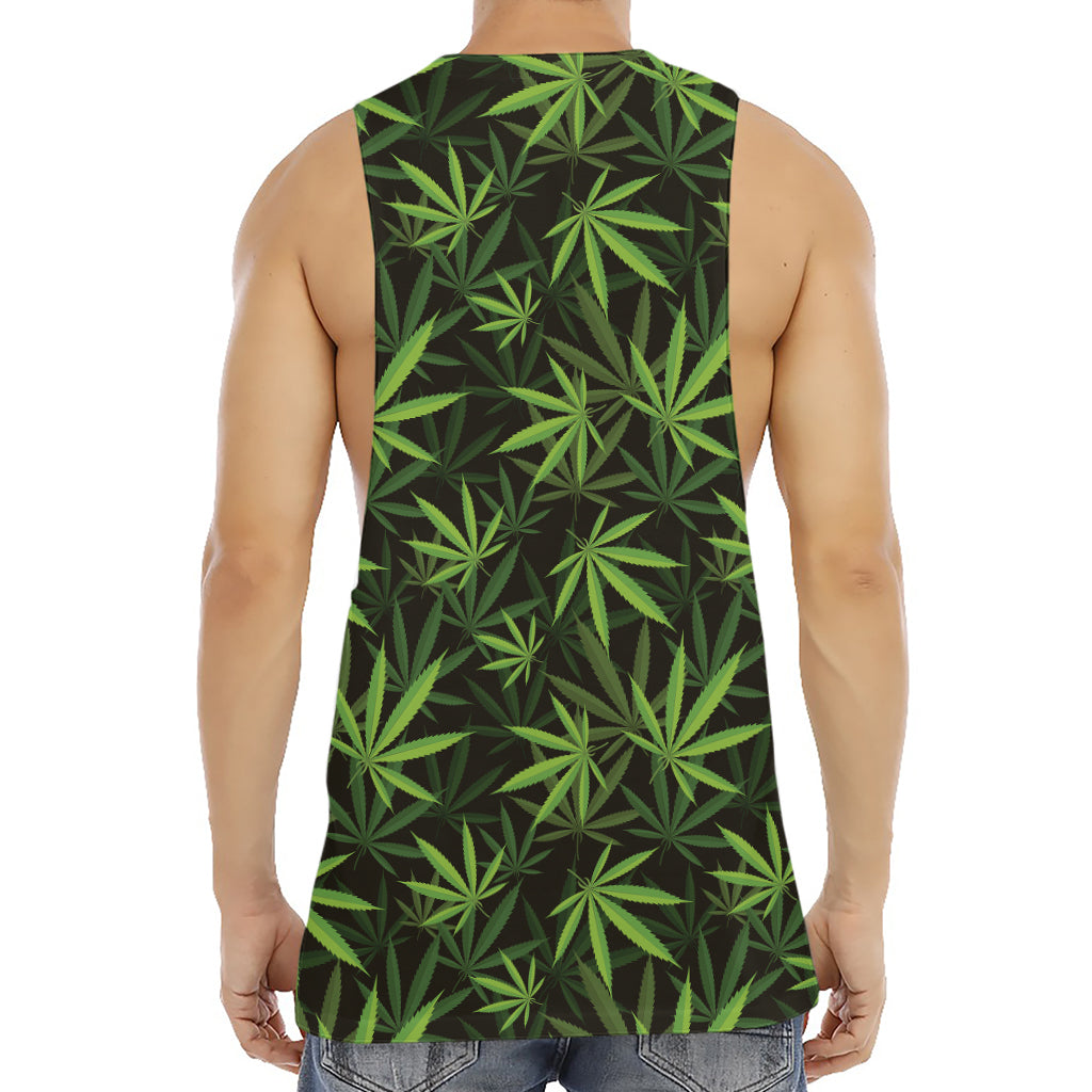 Cannabis Leaves Pattern Print Men's Muscle Tank Top