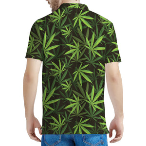 Cannabis Leaves Pattern Print Men's Polo Shirt