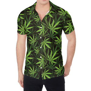 Cannabis Leaves Pattern Print Men's Shirt