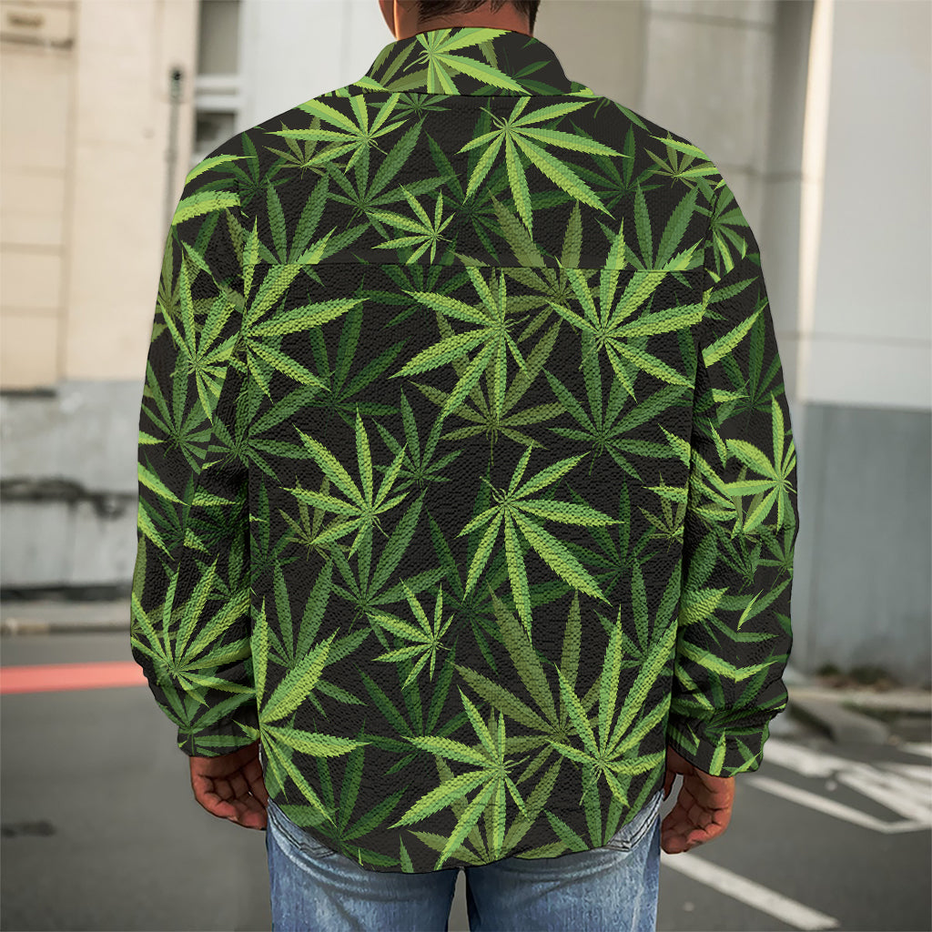 Cannabis Leaves Pattern Print Men's Shirt Jacket