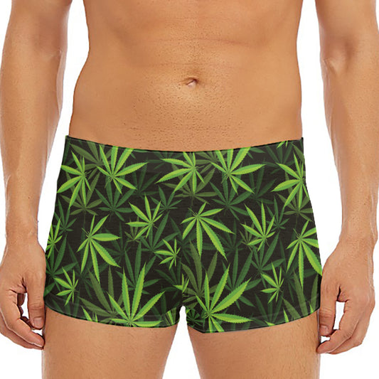 Cannabis Leaves Pattern Print Men's Short Boxer Briefs