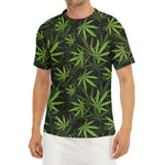 Cannabis Leaves Pattern Print Men's Short Sleeve Rash Guard