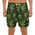 Cannabis Leaves Pattern Print Men's Split Running Shorts