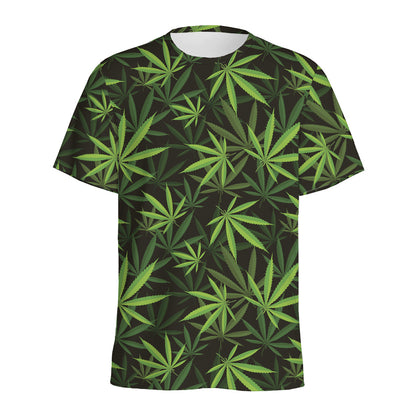 Cannabis Leaves Pattern Print Men's Sports T-Shirt