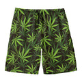 Cannabis Leaves Pattern Print Men's Swim Trunks