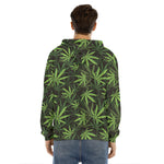 Cannabis Leaves Pattern Print Men's Velvet Pullover Hoodie