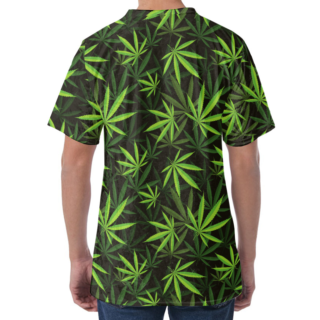 Cannabis Leaves Pattern Print Men's Velvet T-Shirt