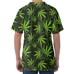 Cannabis Leaves Pattern Print Men's Velvet T-Shirt