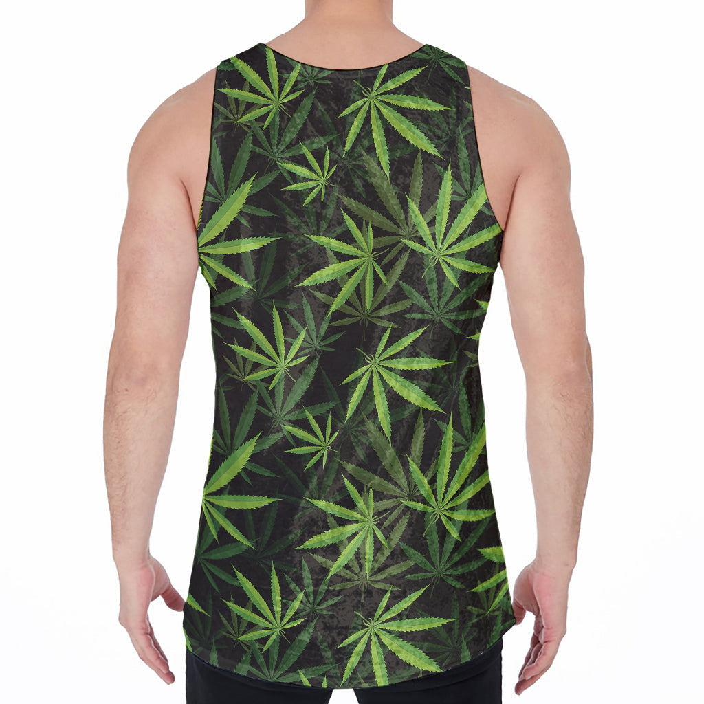 Cannabis Leaves Pattern Print Men's Velvet Tank Top