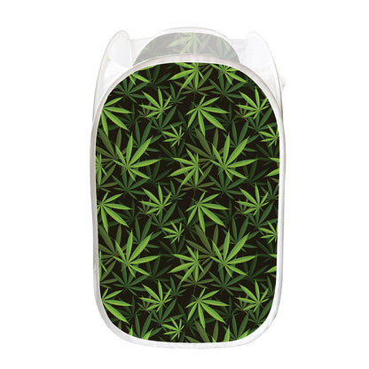Cannabis Leaves Pattern Print Mesh Laundry Hamper