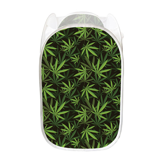 Cannabis Leaves Pattern Print Mesh Laundry Hamper