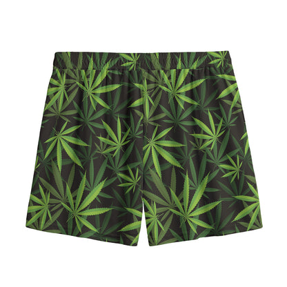 Cannabis Leaves Pattern Print Mesh Shorts