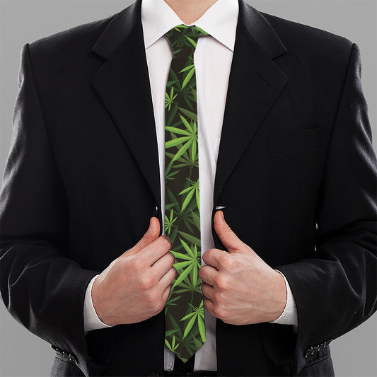 Cannabis Leaves Pattern Print Necktie