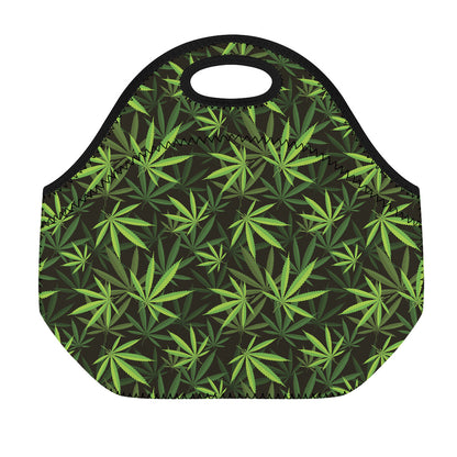 Cannabis Leaves Pattern Print Neoprene Lunch Bag