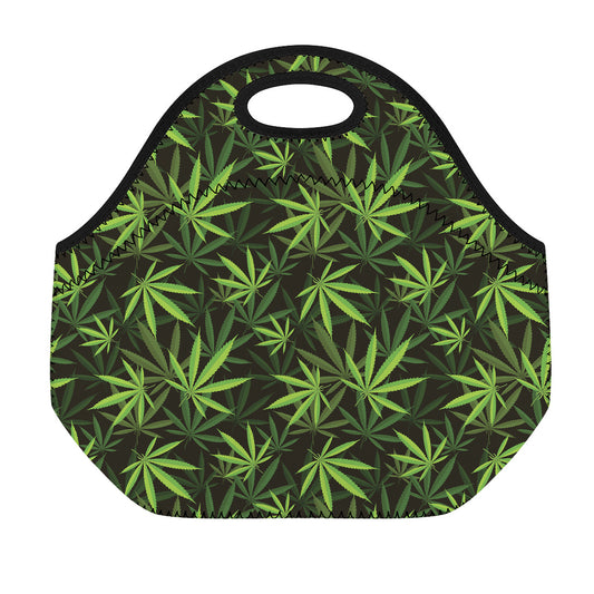 Cannabis Leaves Pattern Print Neoprene Lunch Bag