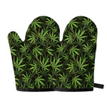 Cannabis Leaves Pattern Print Oven Mitts