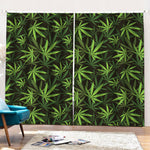 Cannabis Leaves Pattern Print Pencil Pleat Curtains